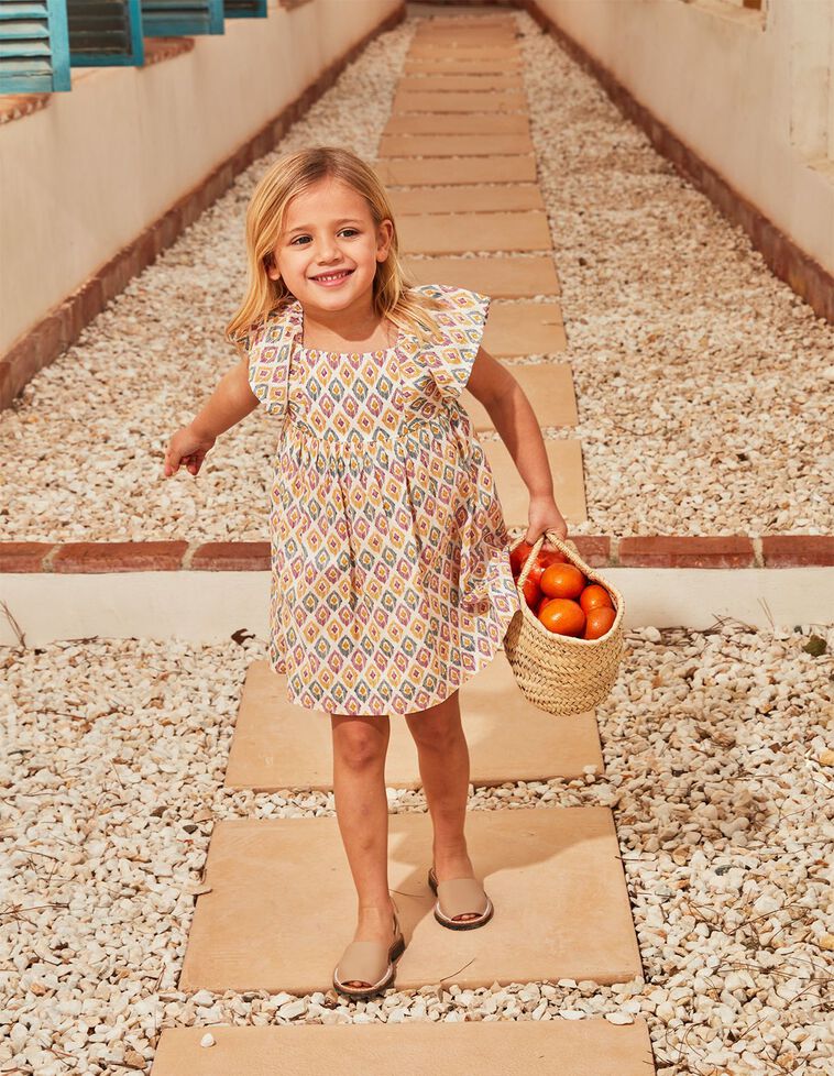 Vestido estampado ikat purpura claro
