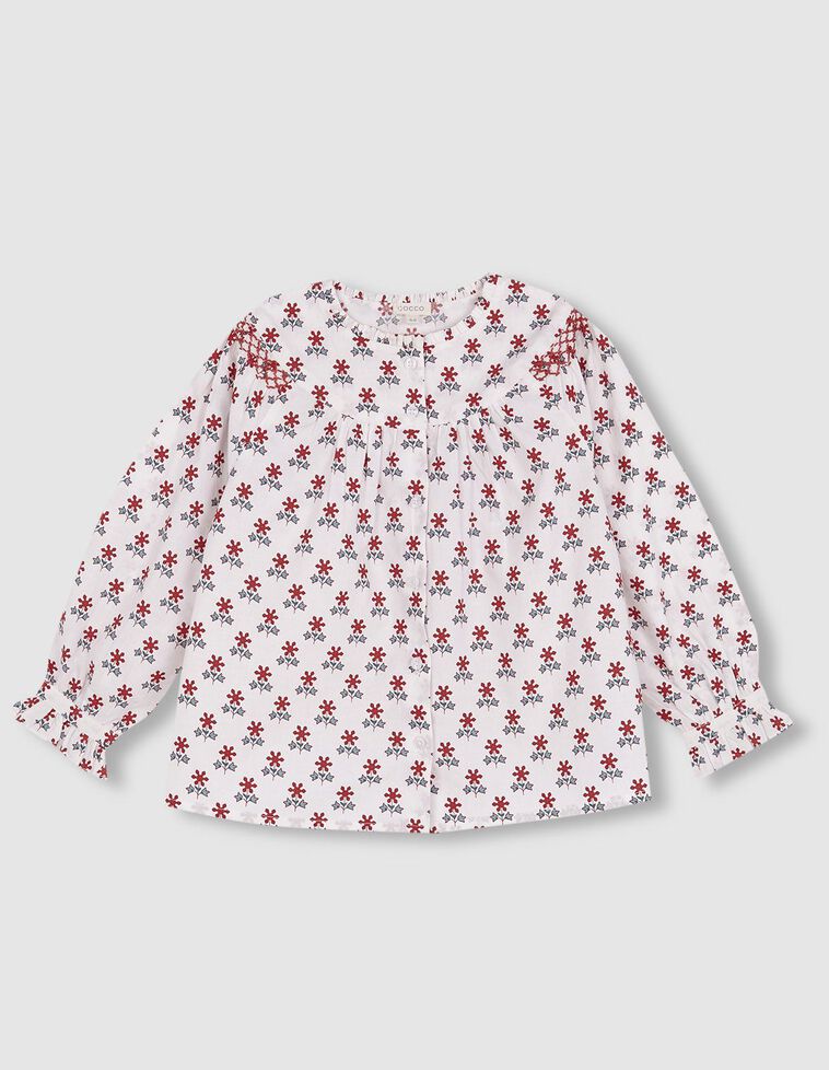Camisa estampada con bordados en manga blanco