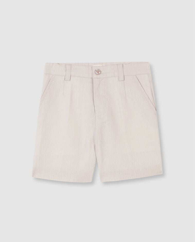 Pantal&oacute;n corto de lino piedra
