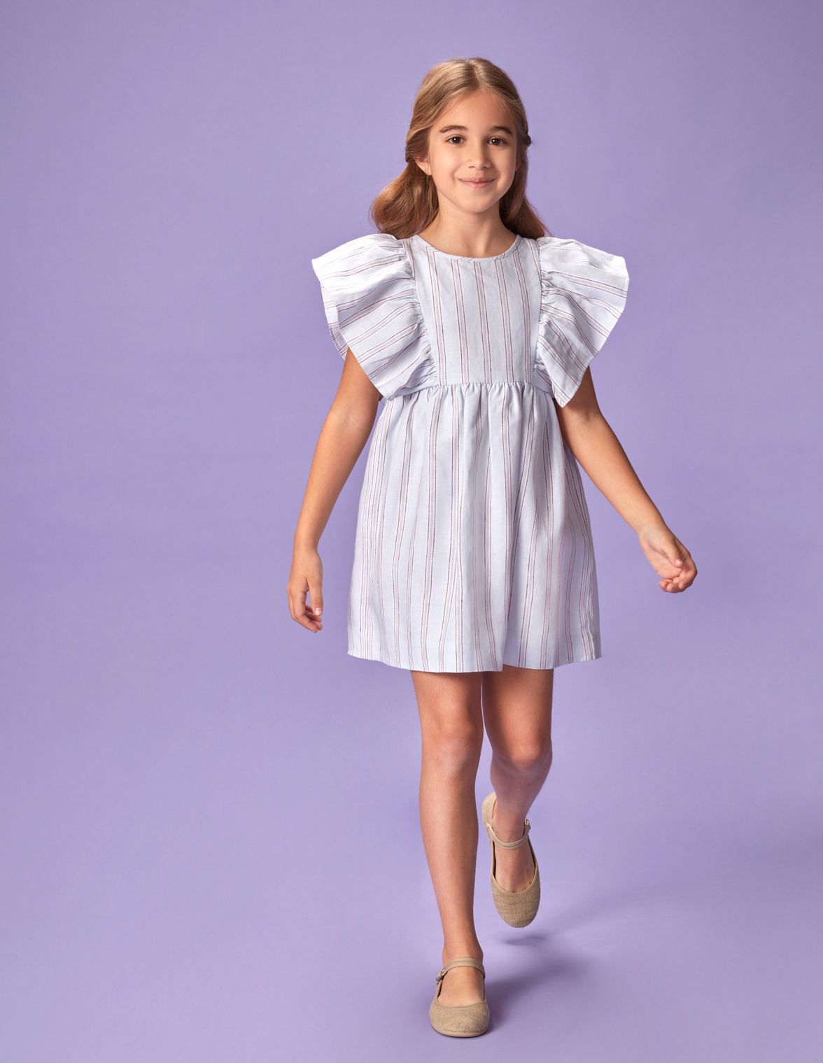 Vestido volantes rayas azul de nina Gocco