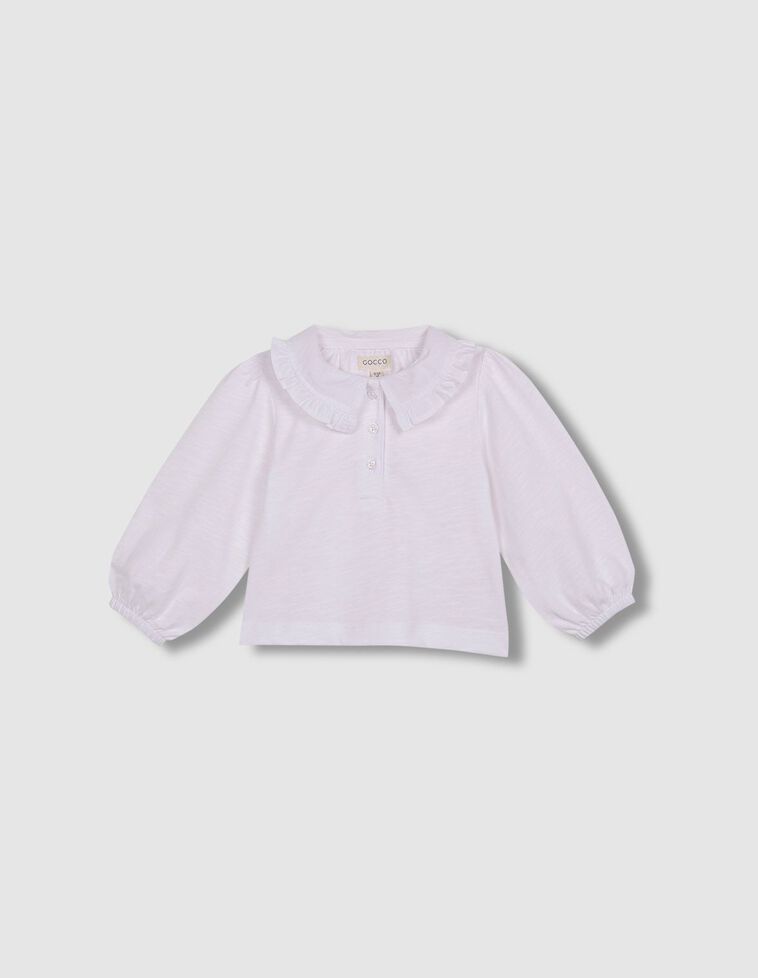 Camiseta con cuello de popelin blanco