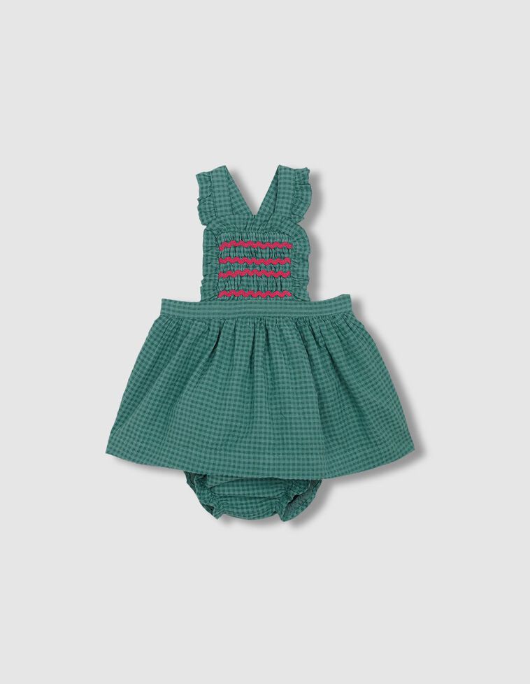 Pichi cuadro vichy con smock verde