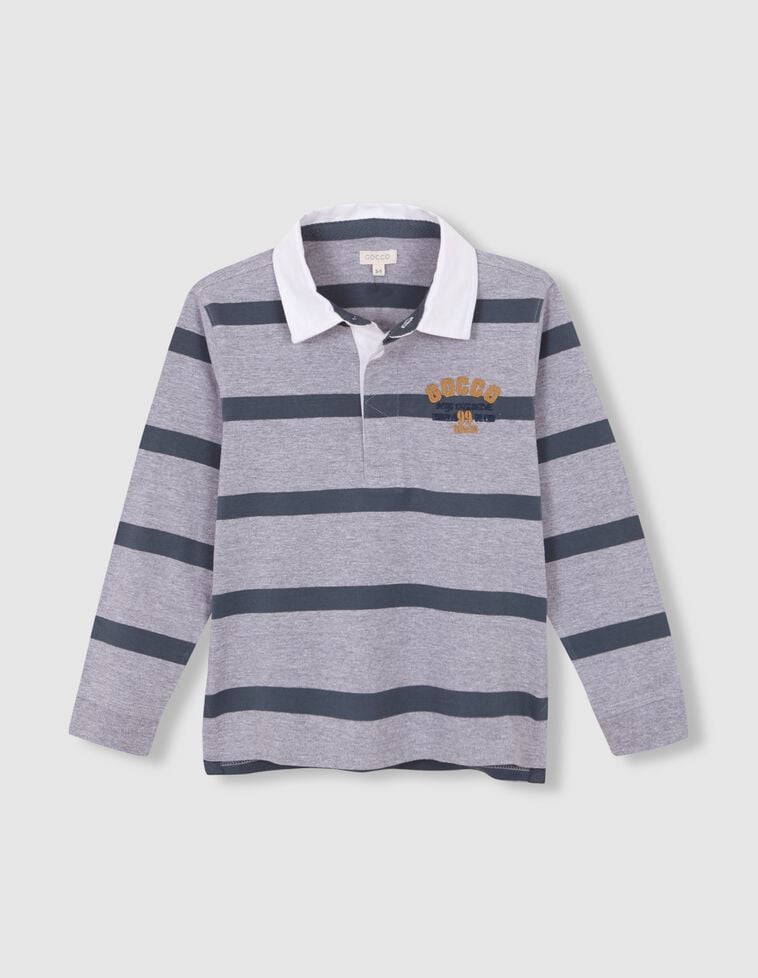 Polo de rayas con parches gris