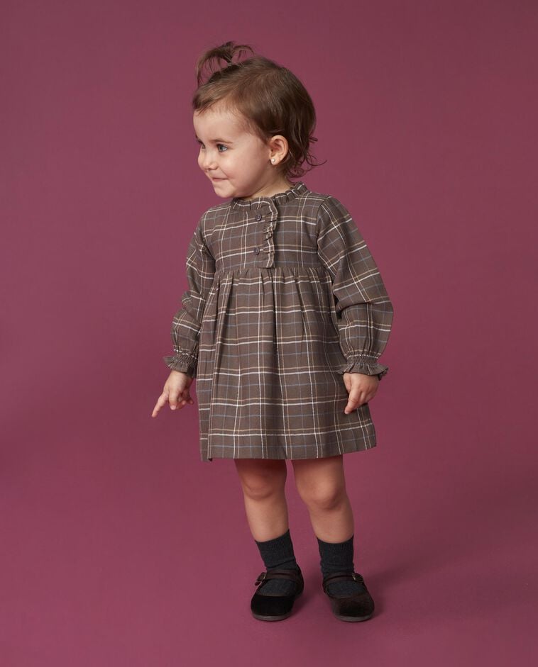 Vestido de cuadro gales gris beb&eacute;