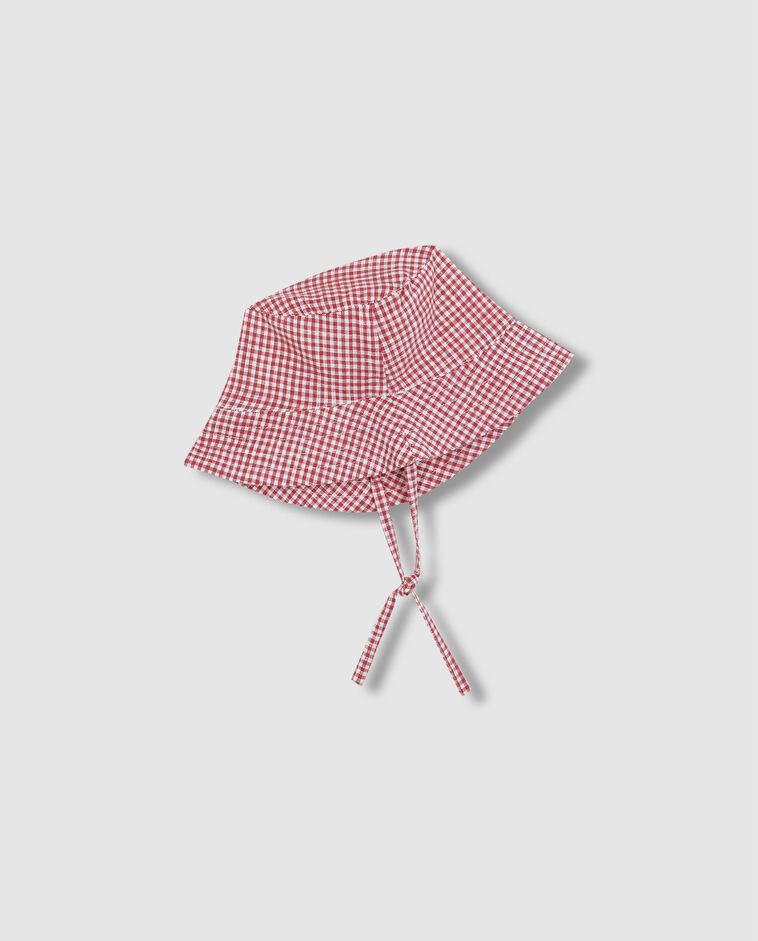 Gorro cuadros coral